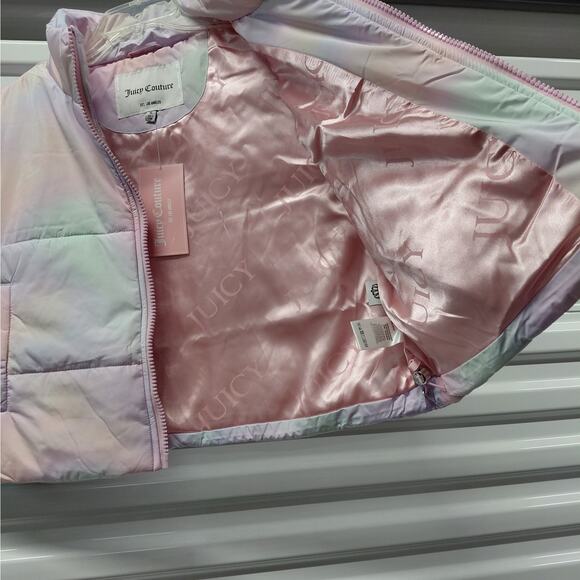 Juicy Couture Womens XL Rainbow Cloud Puffer Vest Boxy Zip Jacket Y2K Revival - Picture 7 of 12